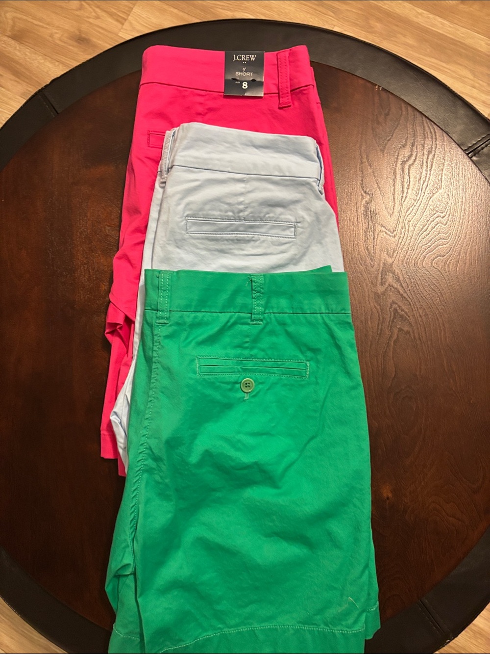 J. Crew Bright Pink, Light Blue & Green Chino Shorts Trio
